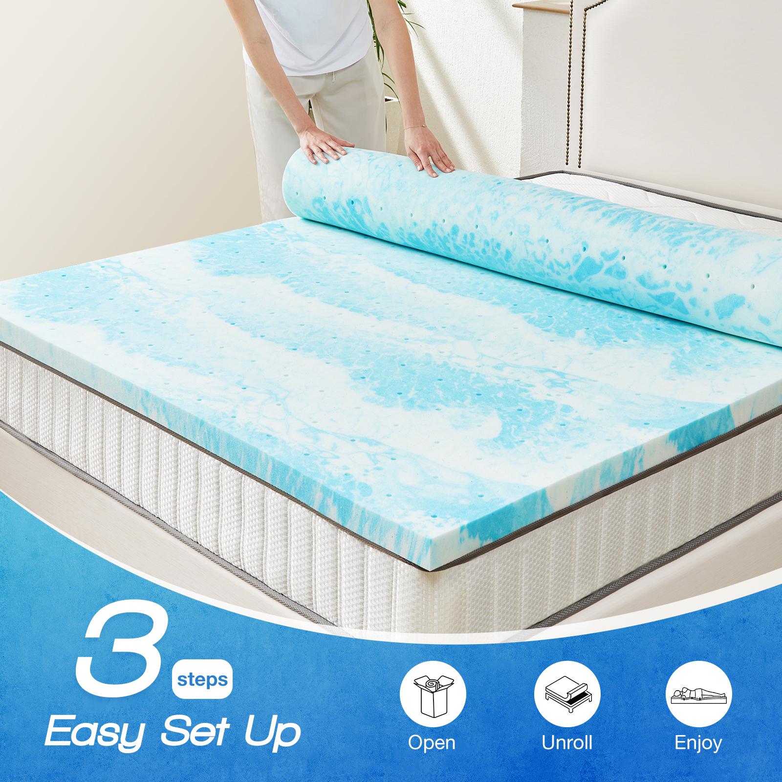 JOYFINITY Mattress Topper Memory Foam Cooling Gel Swirl Infused Bed Topper for Back Pain
