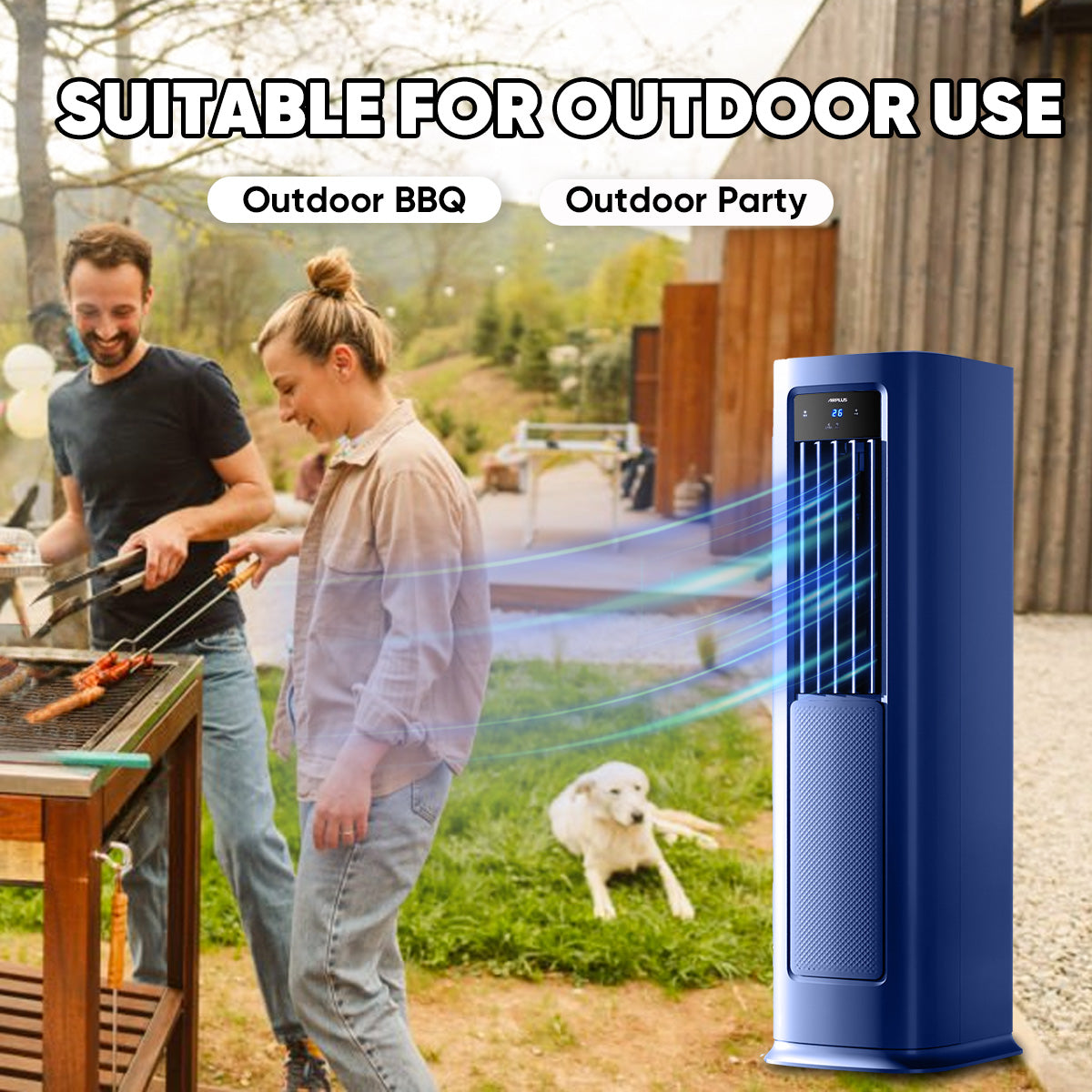 XIC Blue Vented Portable Air Conditioner With Heater With Remote Cools 900-Sq Ft Portable Air Conditioning Fan, Portable Floor Standing Bladeless Air Conditioning Fan For Office, Dormitory, Bedroom, Living Room, Camping, Car