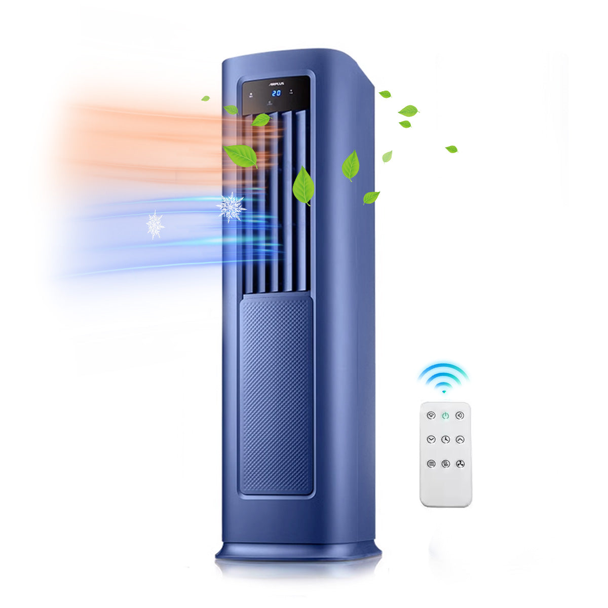 XIC Blue Vented Portable Air Conditioner With Heater With Remote Cools 900-Sq Ft Portable Air Conditioning Fan, Portable Floor Standing Bladeless Air Conditioning Fan For Office, Dormitory, Bedroom, Living Room, Camping, Car