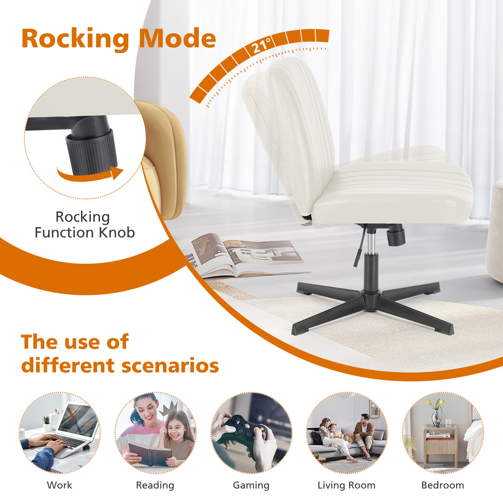 Criss Cross Chair Plus Size Criss Office Chair Sit Cross-legged Armless Swivel Home Modern Home Office Desk Chair Swivel Adjustable Vanity Chair