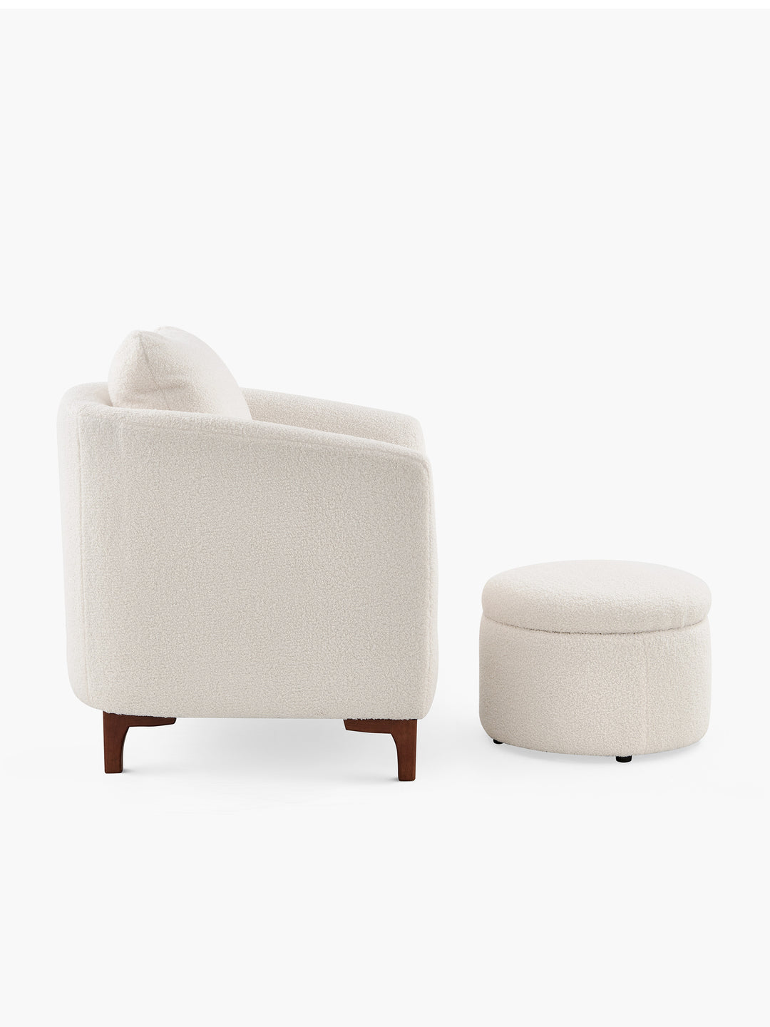 JOYFINITY Sherpa Accent Chair with Storage Ottoman Set