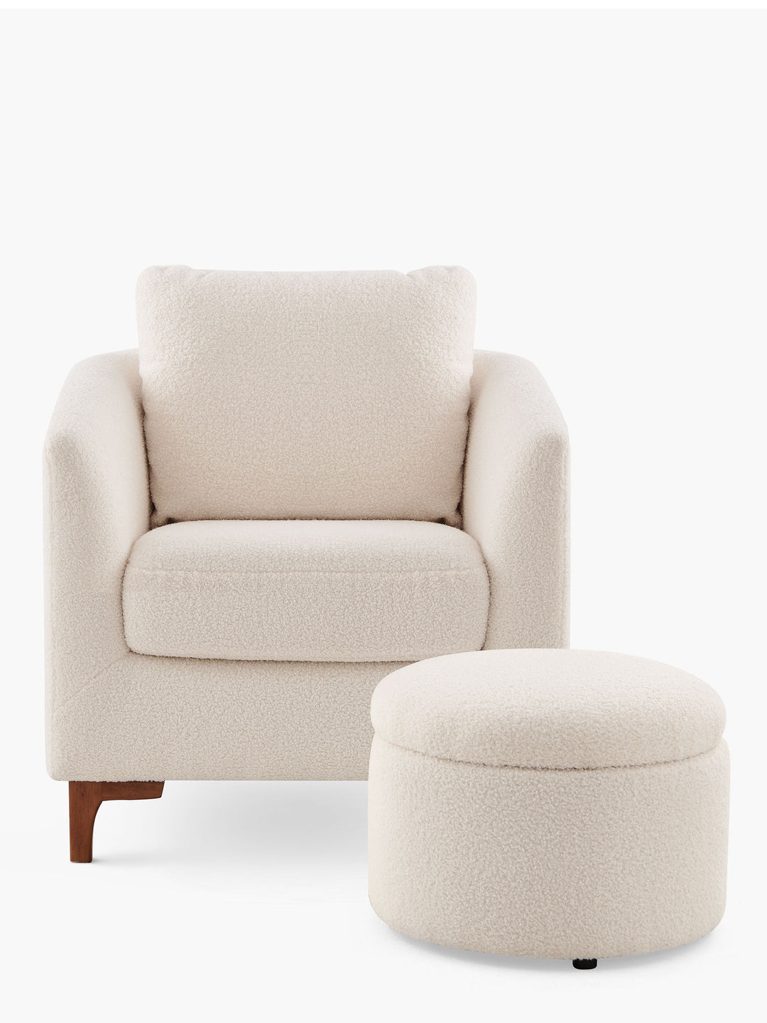 JOYFINITY Sherpa Accent Chair with Storage Ottoman Set