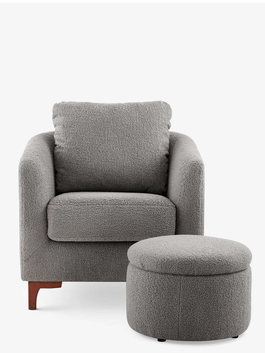 JOYFINITY Sherpa Accent Chair with Storage Ottoman Set