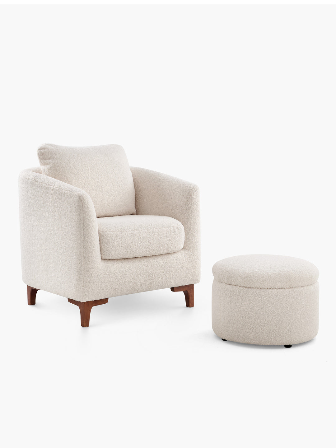 JOYFINITY Sherpa Accent Chair with Storage Ottoman Set