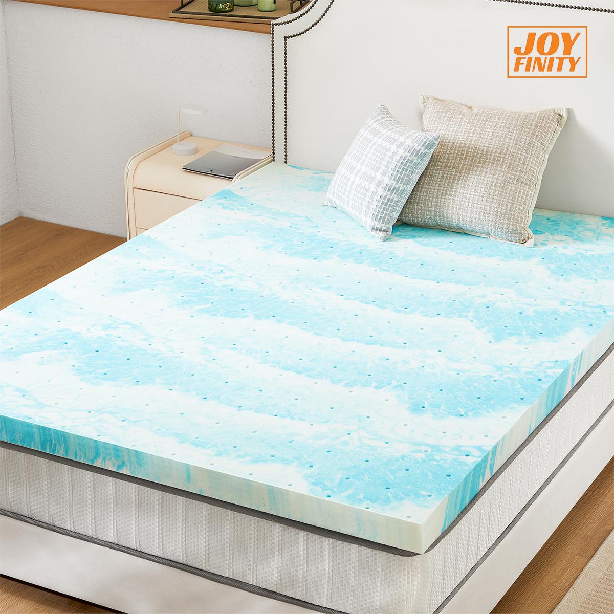 JOYFINITY Mattress Topper Memory Foam Cooling Gel Swirl Infused Bed Topper for Back Pain
