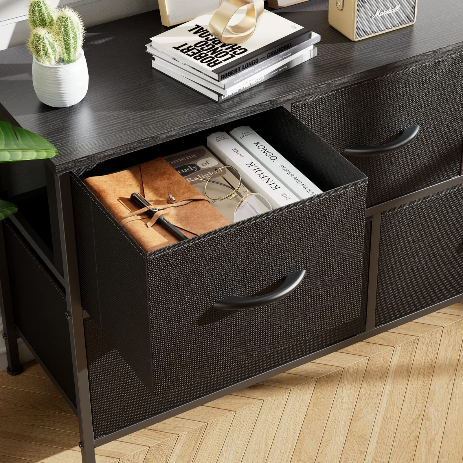 JOYFINITY 38 in 5 Drawers Dresser Chest of Drawers,Metal Frame and Wood Top