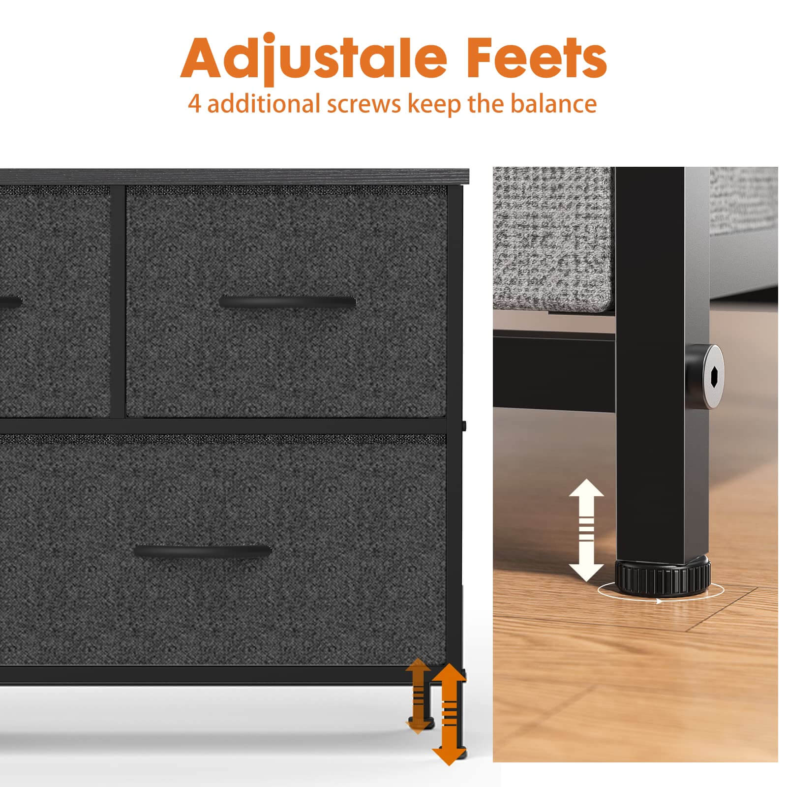 JOYFINITY 38 in 5 Drawers Dresser Chest of Drawers,Metal Frame and Wood Top