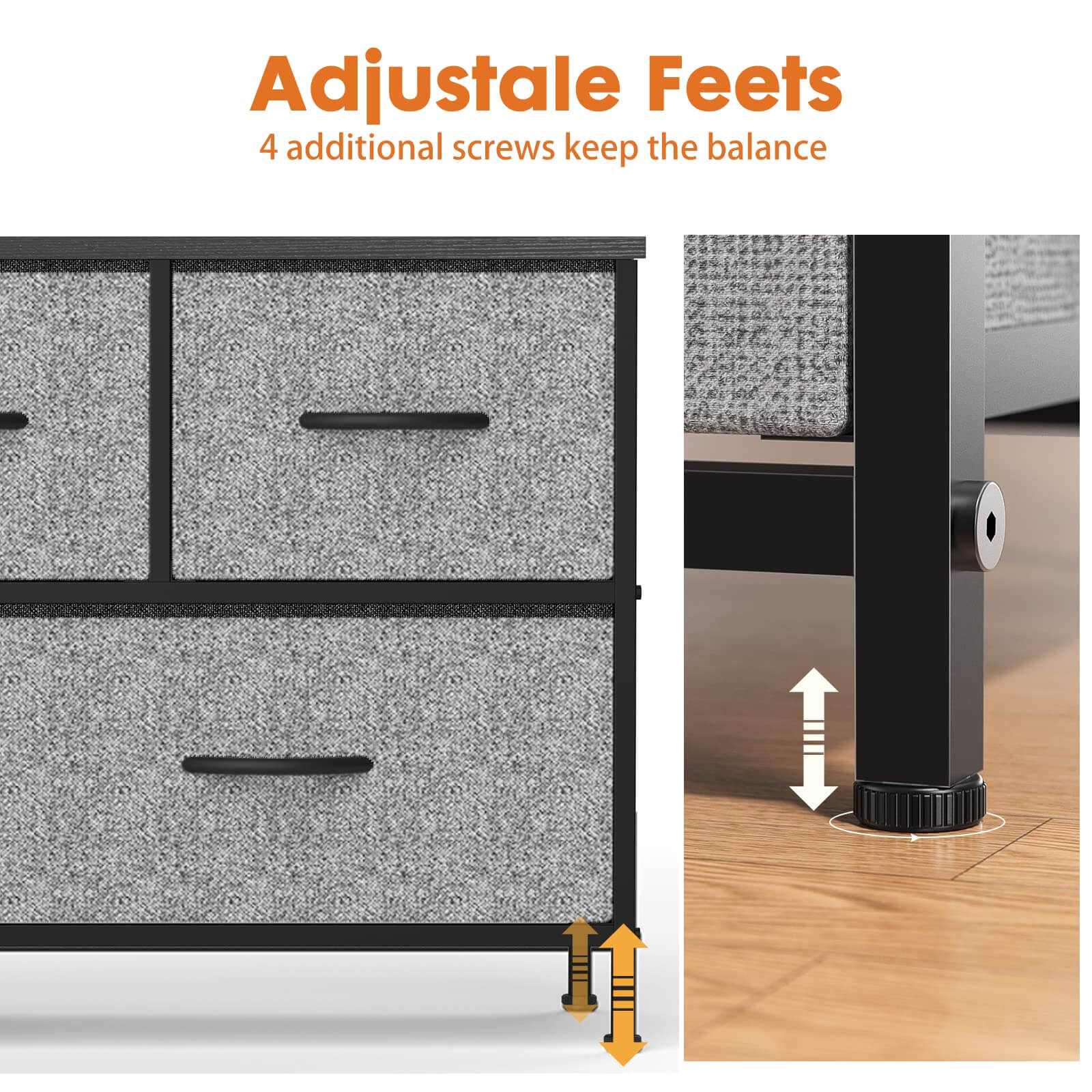 JOYFINITY 38 in 5 Drawers Dresser Chest of Drawers,Metal Frame and Wood Top