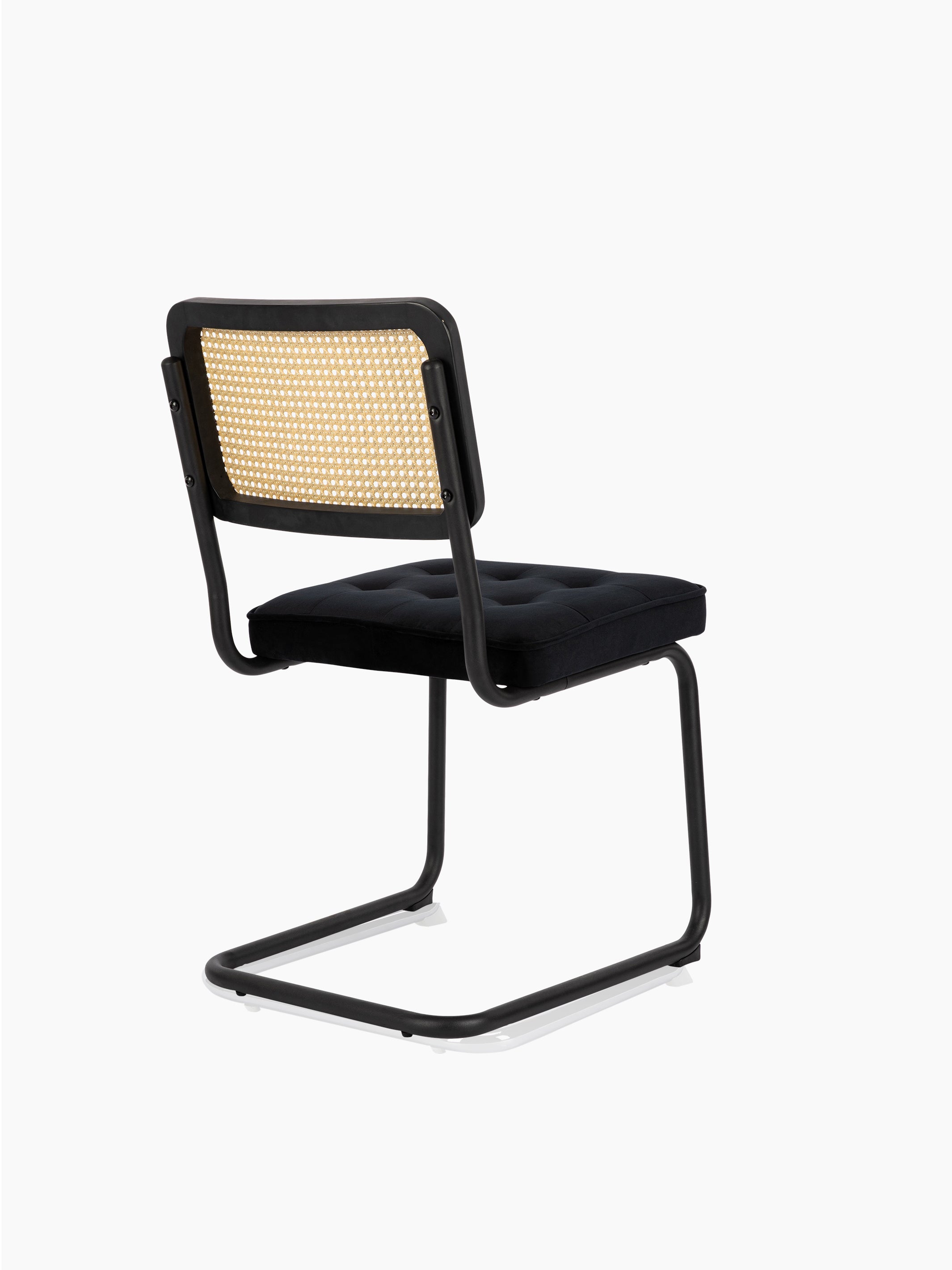 JOYFINITY Mid Century Modern Dining Chairs Set of 2 Armless Rattan Dining Room Kitchen Side Chairs with Metal Chrome Legs and Upholstered Seat for Home Living Room Bedroom