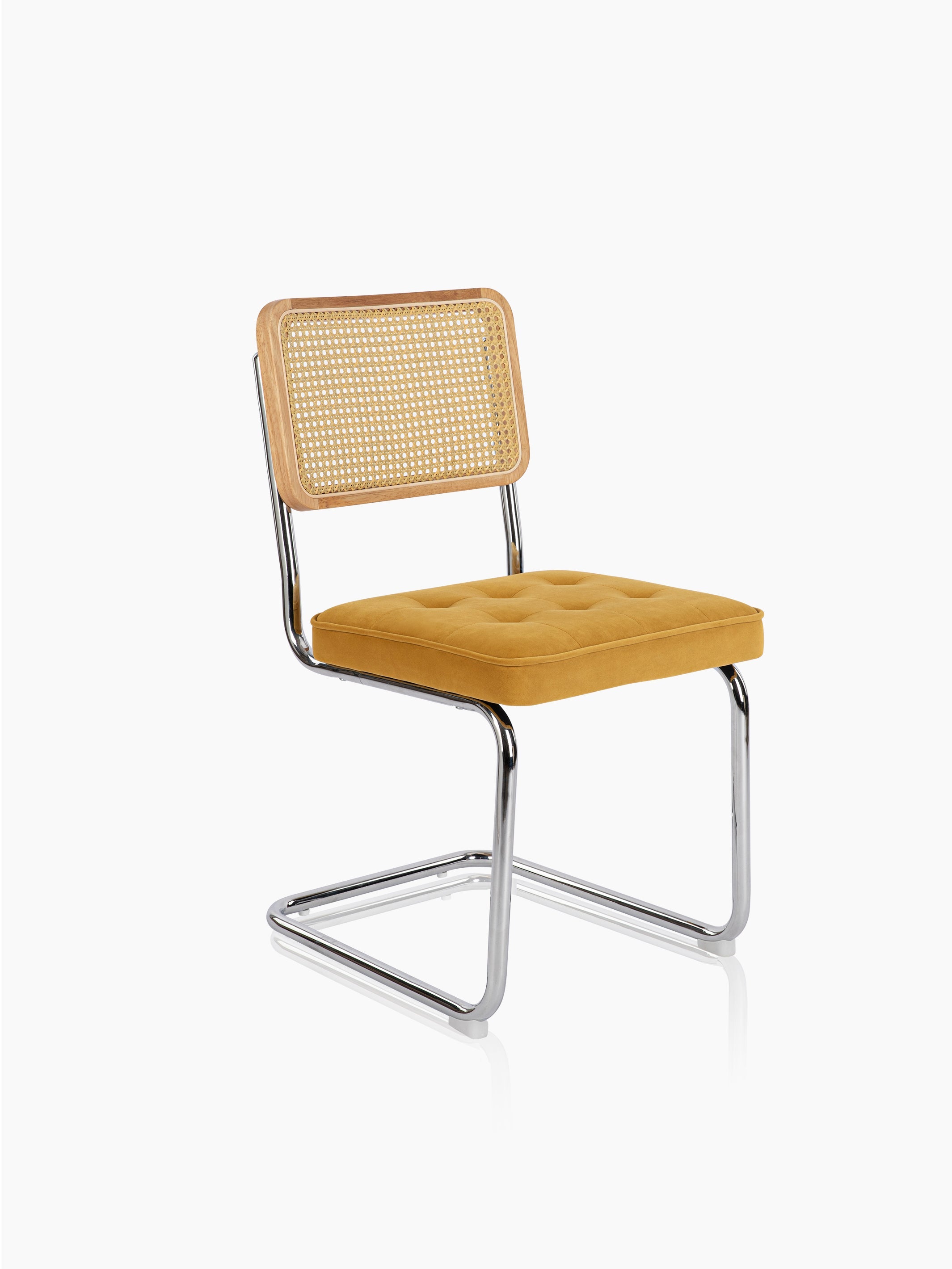 JOYFINITY Mid Century Modern Dining Chairs Set of 2 Armless Rattan Dining Room Kitchen Side Chairs with Metal Chrome Legs and Upholstered Seat for Home Living Room Bedroom