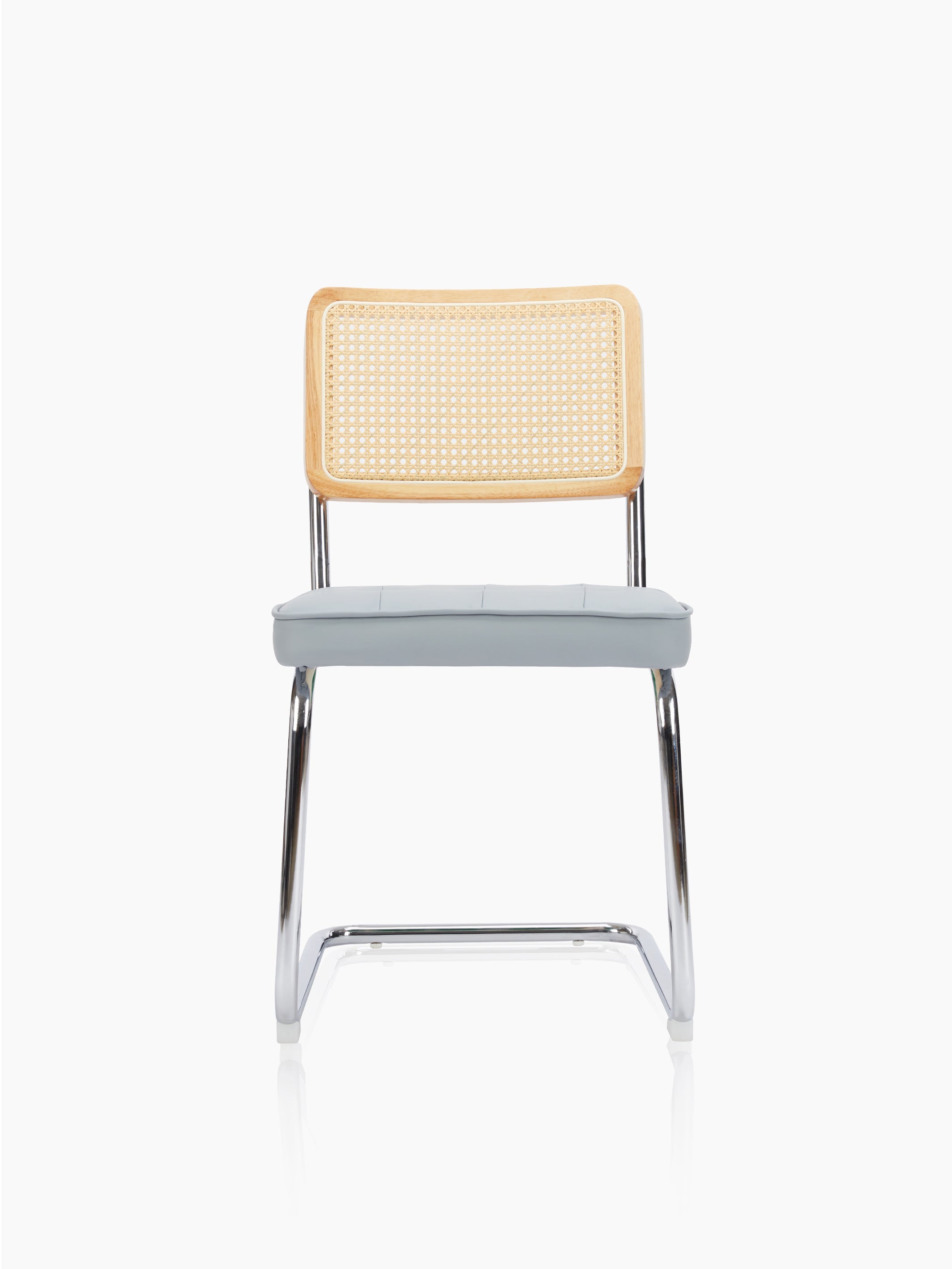 JOYFINITY Mid Century Modern Dining Chairs Set of 2 Armless Rattan Dining Room Kitchen Side Chairs with Metal Chrome Legs and Upholstered Seat for Home Living Room Bedroom