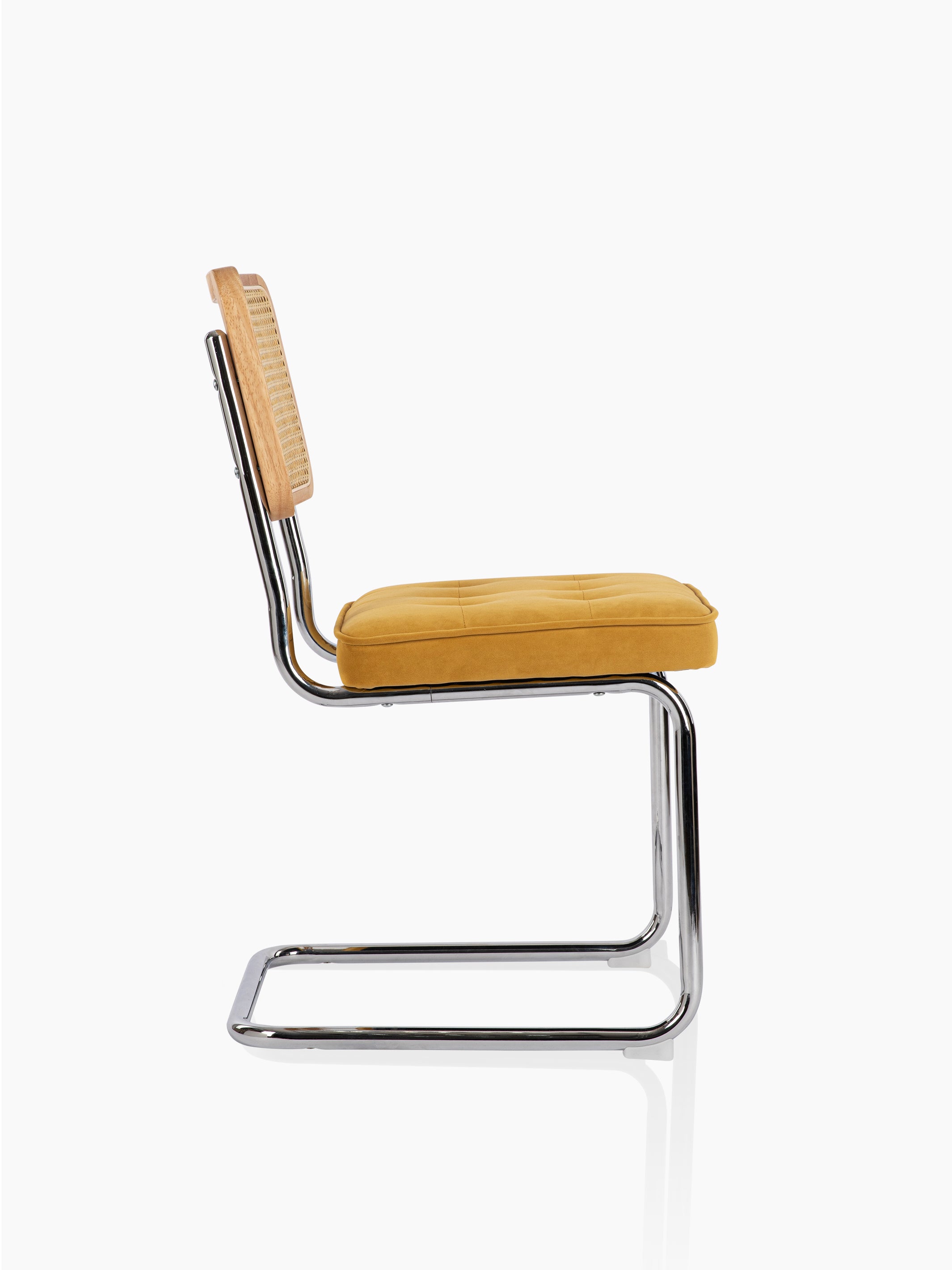 JOYFINITY Mid Century Modern Dining Chairs Set of 2 Armless Rattan Dining Room Kitchen Side Chairs with Metal Chrome Legs and Upholstered Seat for Home Living Room Bedroom