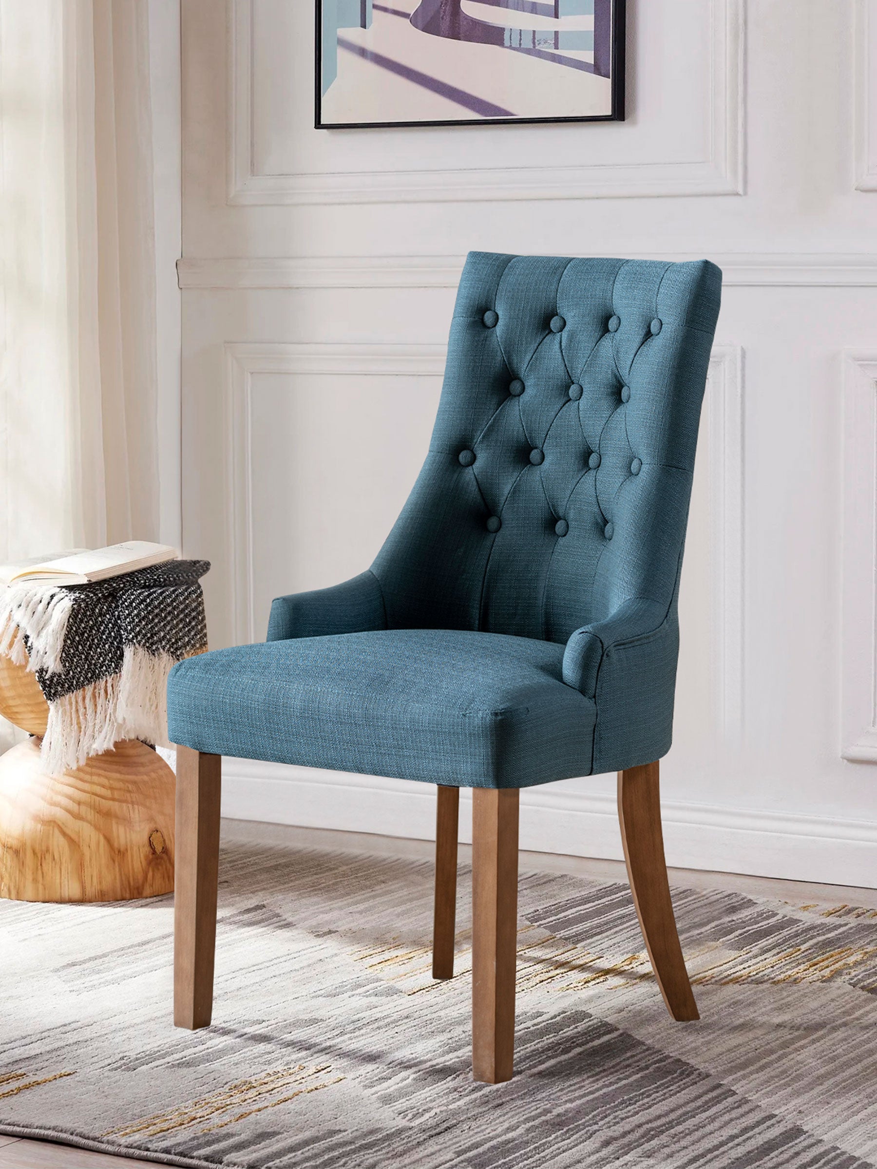 JOYFINITY Tufted Upholstered Wingback Dining Chair