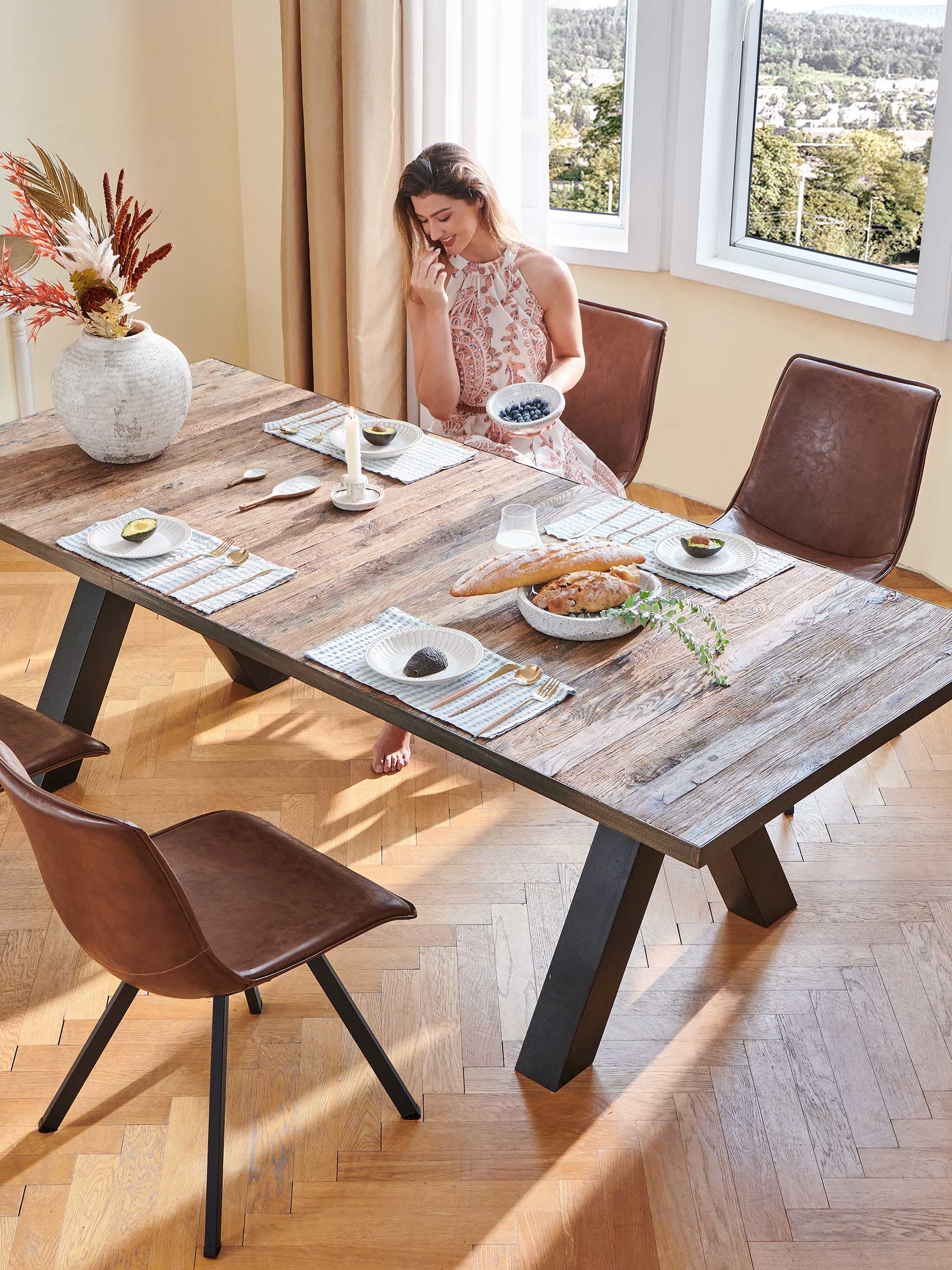 JOYFINITY Modern PU Leather Dining Chair with Metal Legs