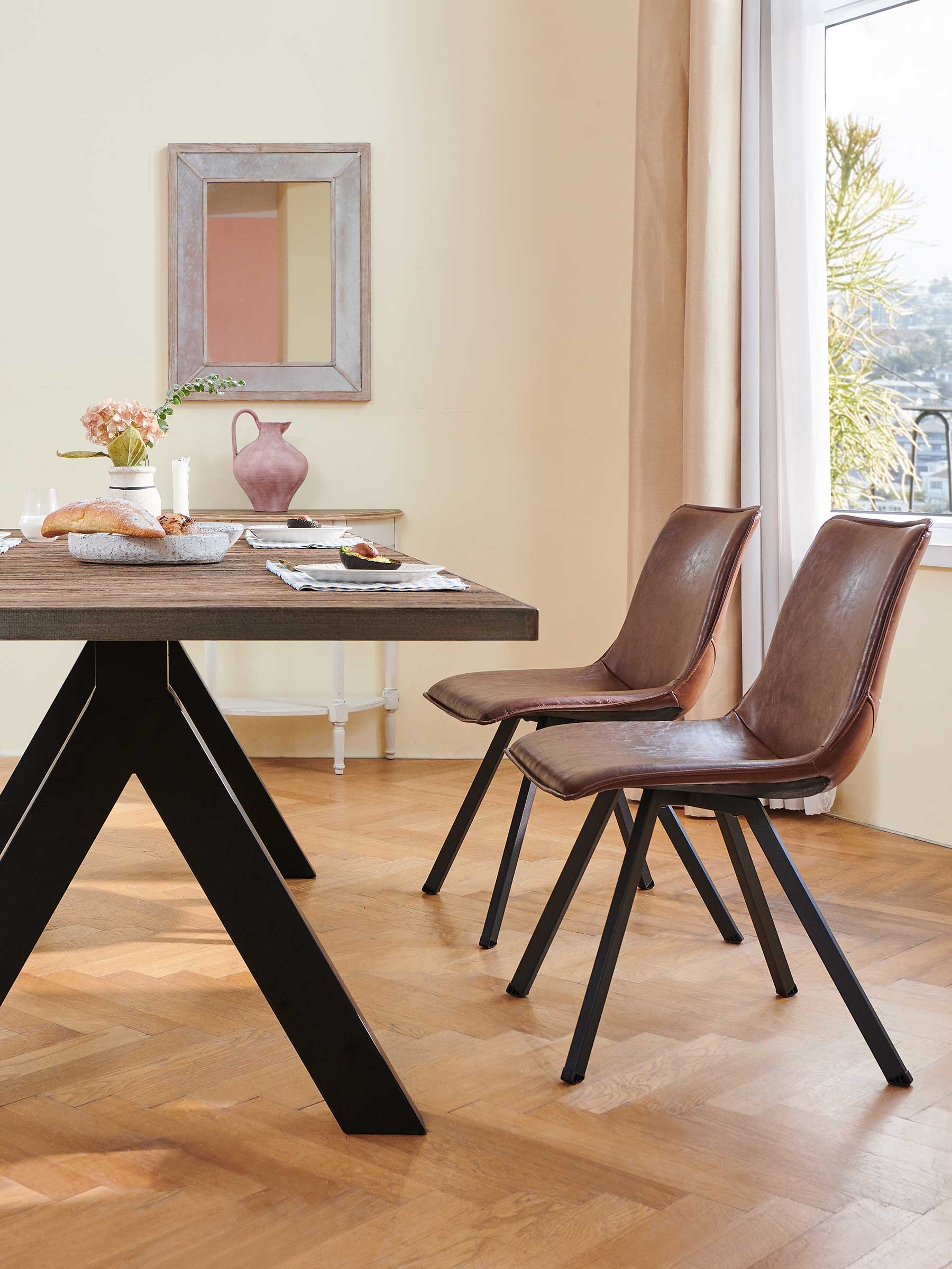 JOYFINITY Modern PU Leather Dining Chair with Metal Legs