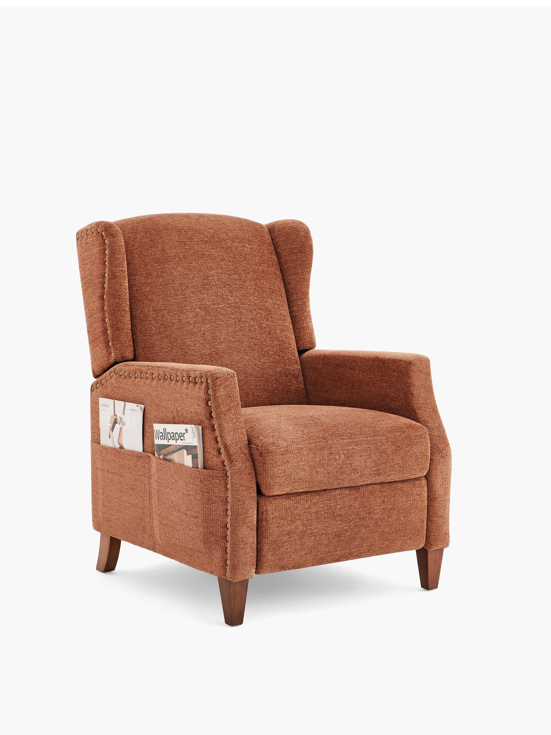 JOYFINITY Wingback Fabric Push Back Recliner with Rivet Detailing