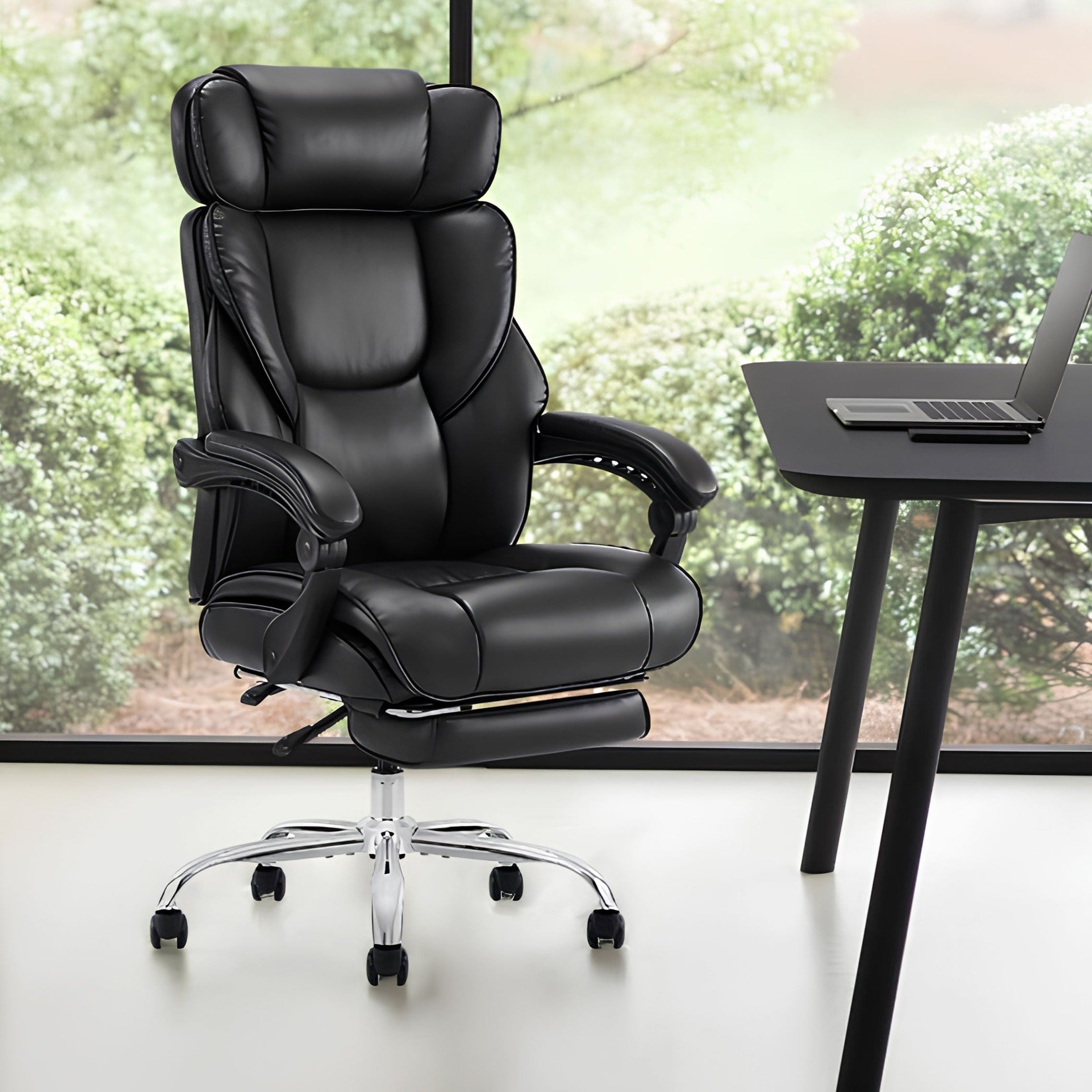 JOYFINITY PU Leather Reclining Office Chair with Footrest 300lbs