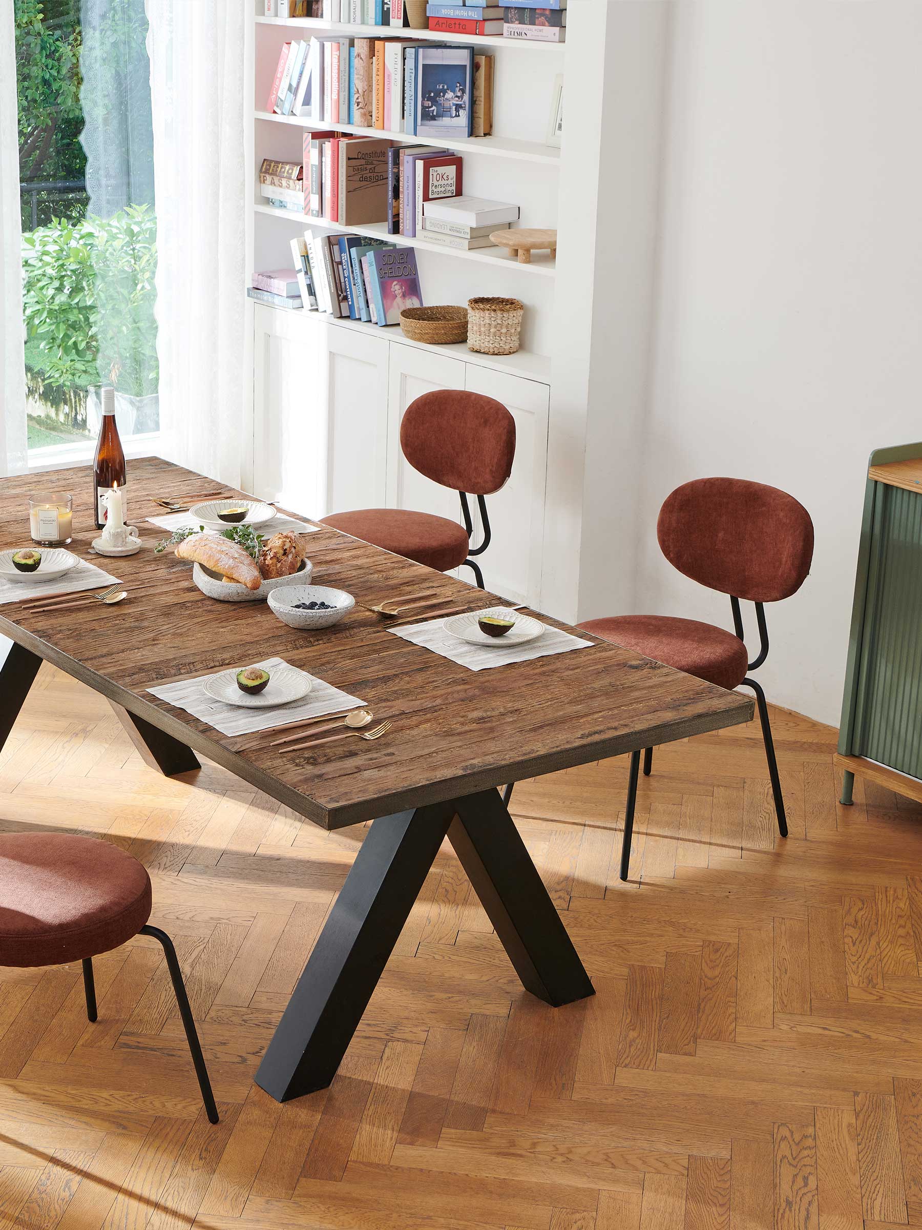 JOYFINITY Mid-century Fabric Dining Chair with Metal Frame