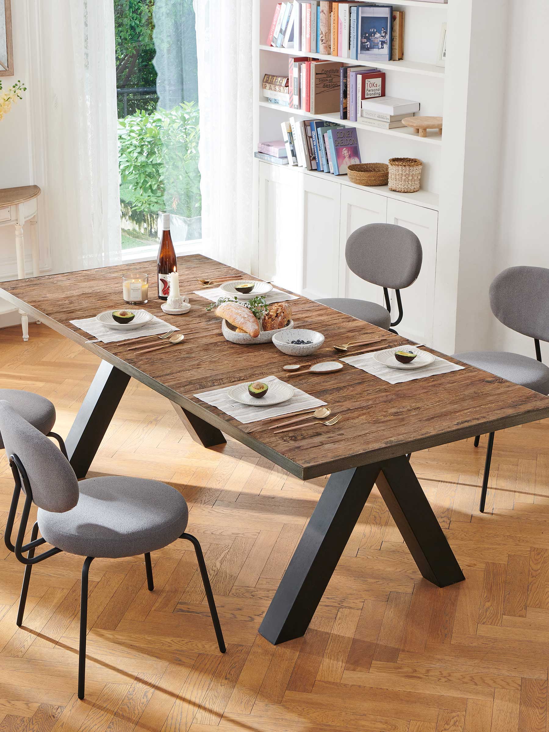 JOYFINITY Mid-century Fabric Dining Chair with Metal Frame