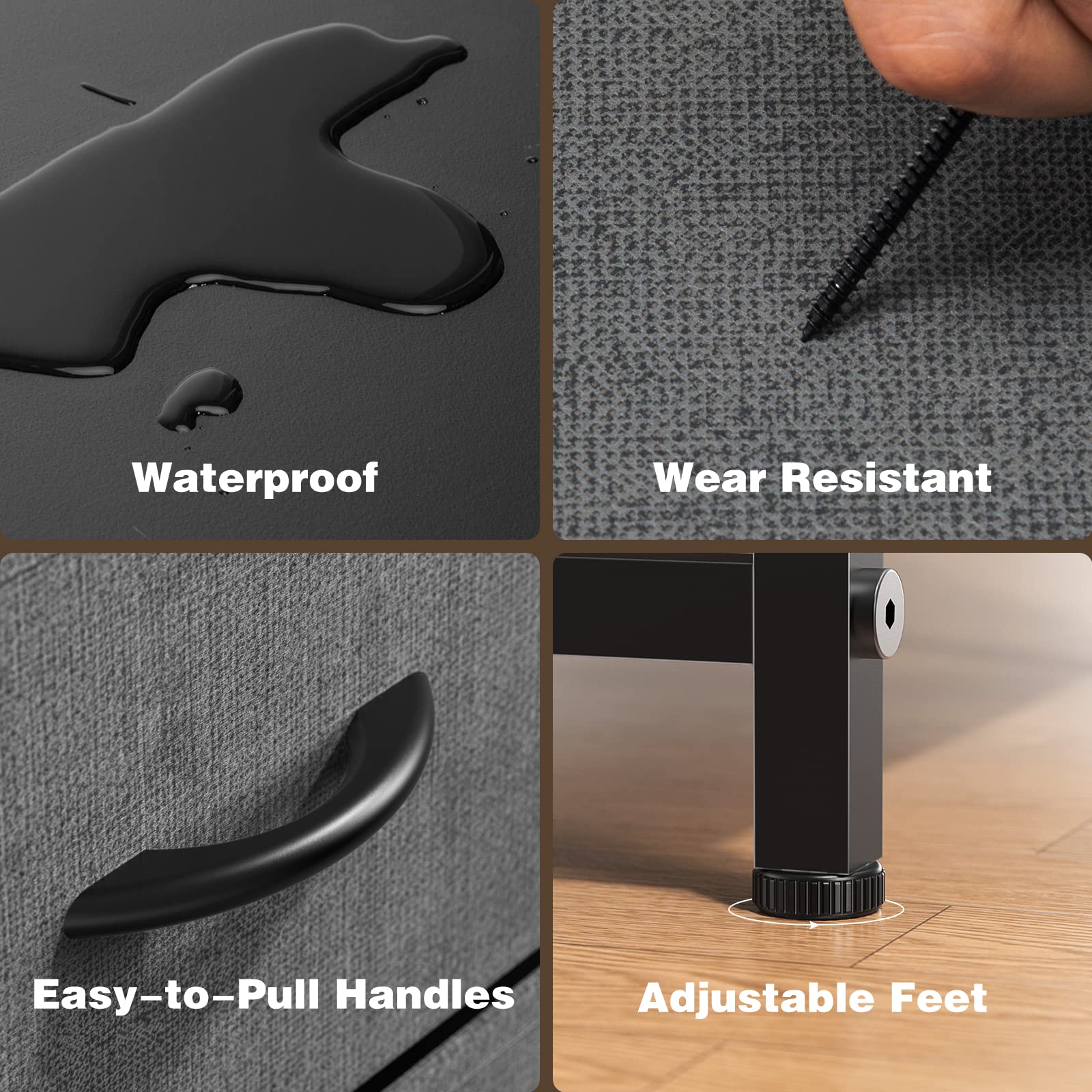 JOYFINITY Tall Dresser Fabric Storage Tower with 8 Fabric Bins Drawers,Wooden Top for Kid Room, Closet, Entryway, Nursery