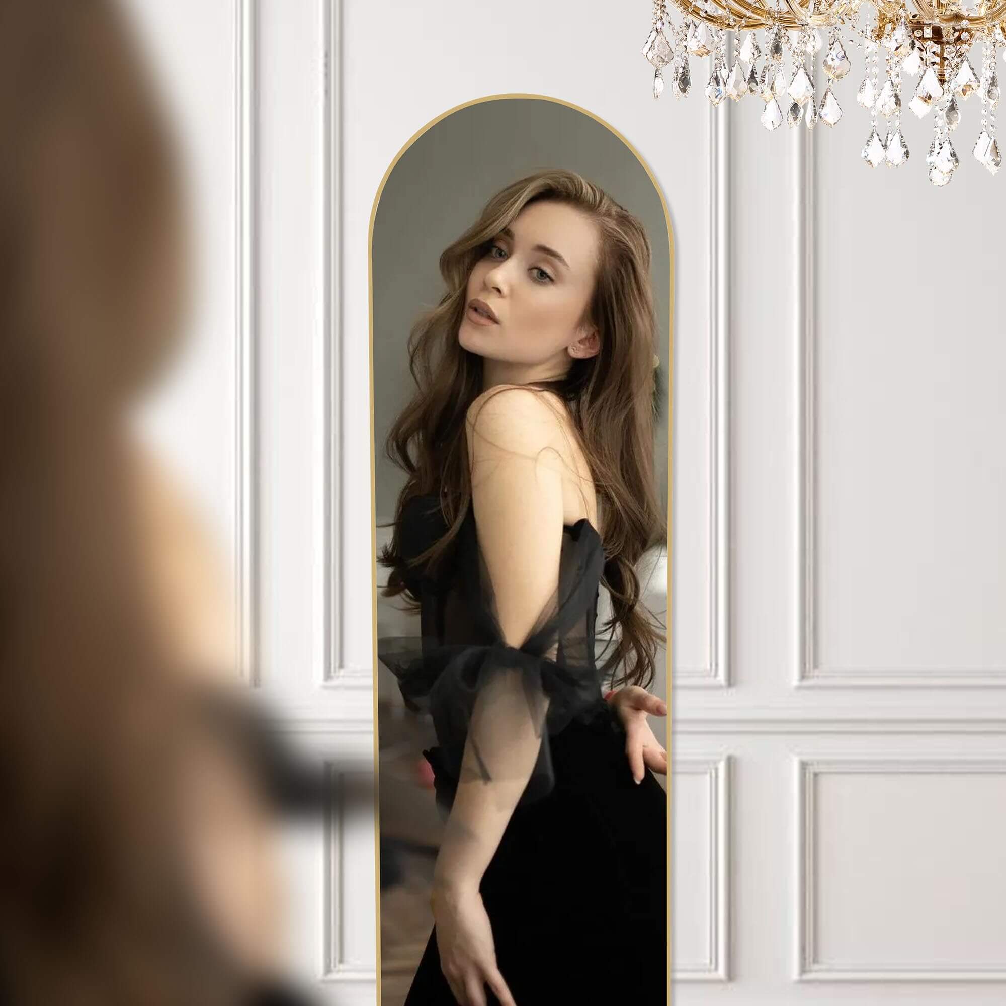 JOYFINITY 64"x 21" Floor Standing Mirror, Wall Mirror with Stand Aluminum Alloy Thin Frame