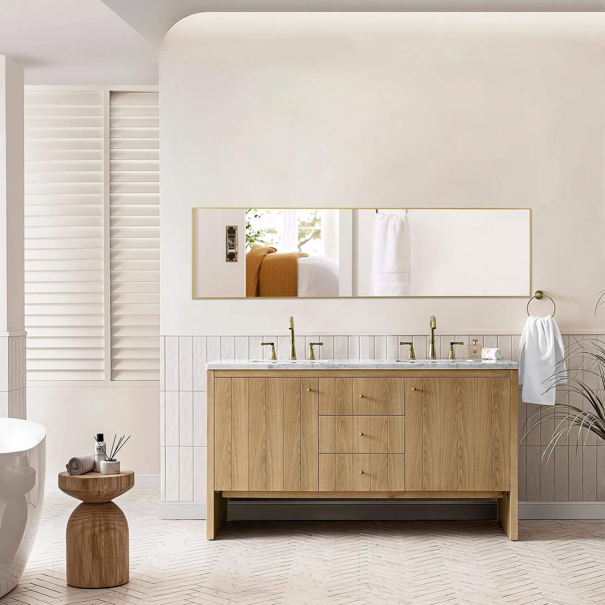 JOYFINITY 64"x 21" Floor Standing Mirror, Wall Mirror with Stand Aluminum Alloy Thin Frame