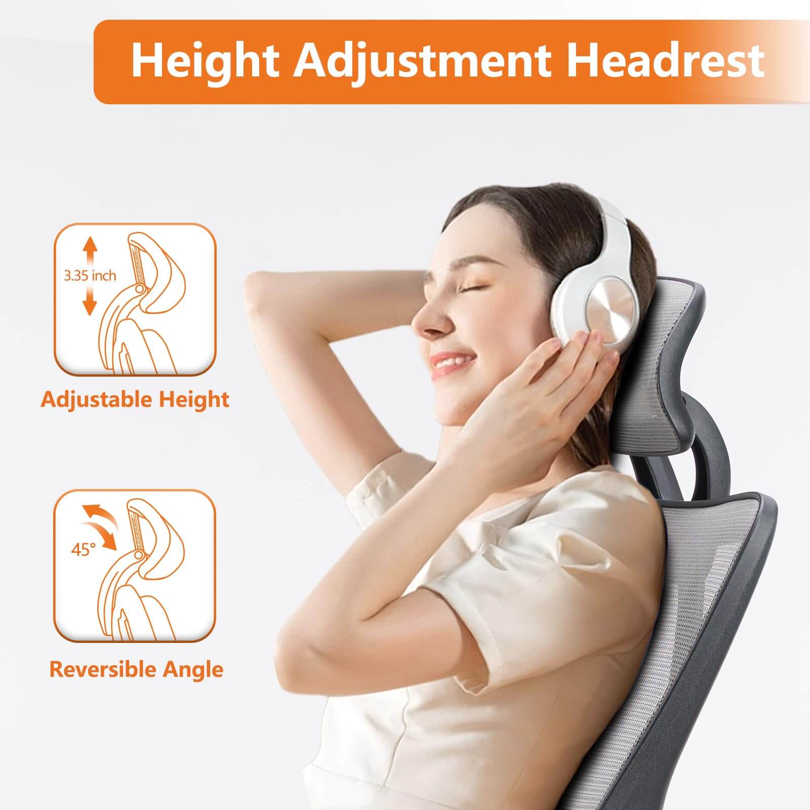 JOYFINITY Ergonomic Office Chair with 2D Armrest Adjustable Lumbar Support & Headrest,135°Tilt Function