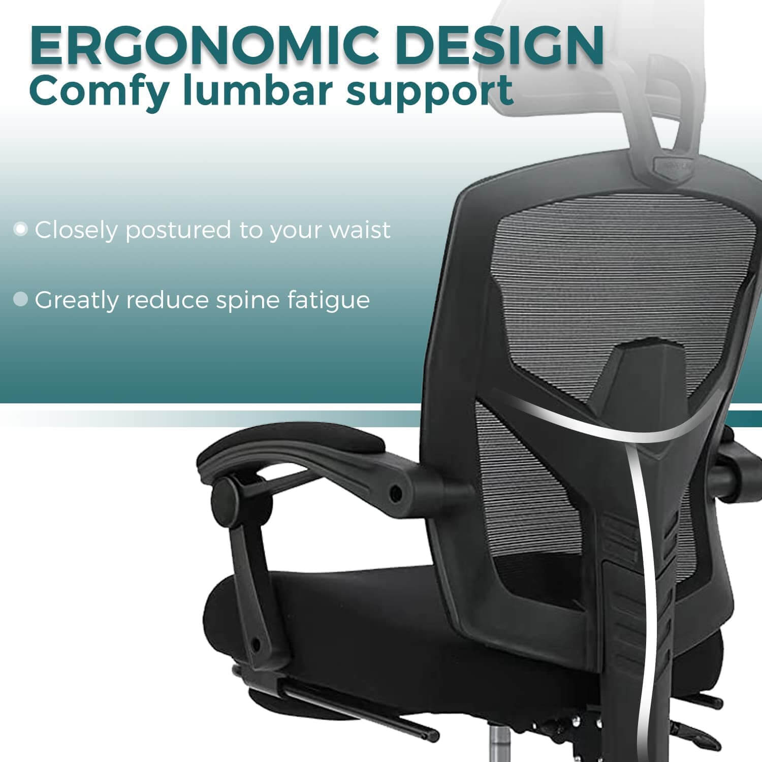 JOYFINITY Retractable Footrest Ergonomic Swivel Office Chair with Lumbar Support Pillow and Padded Armrests