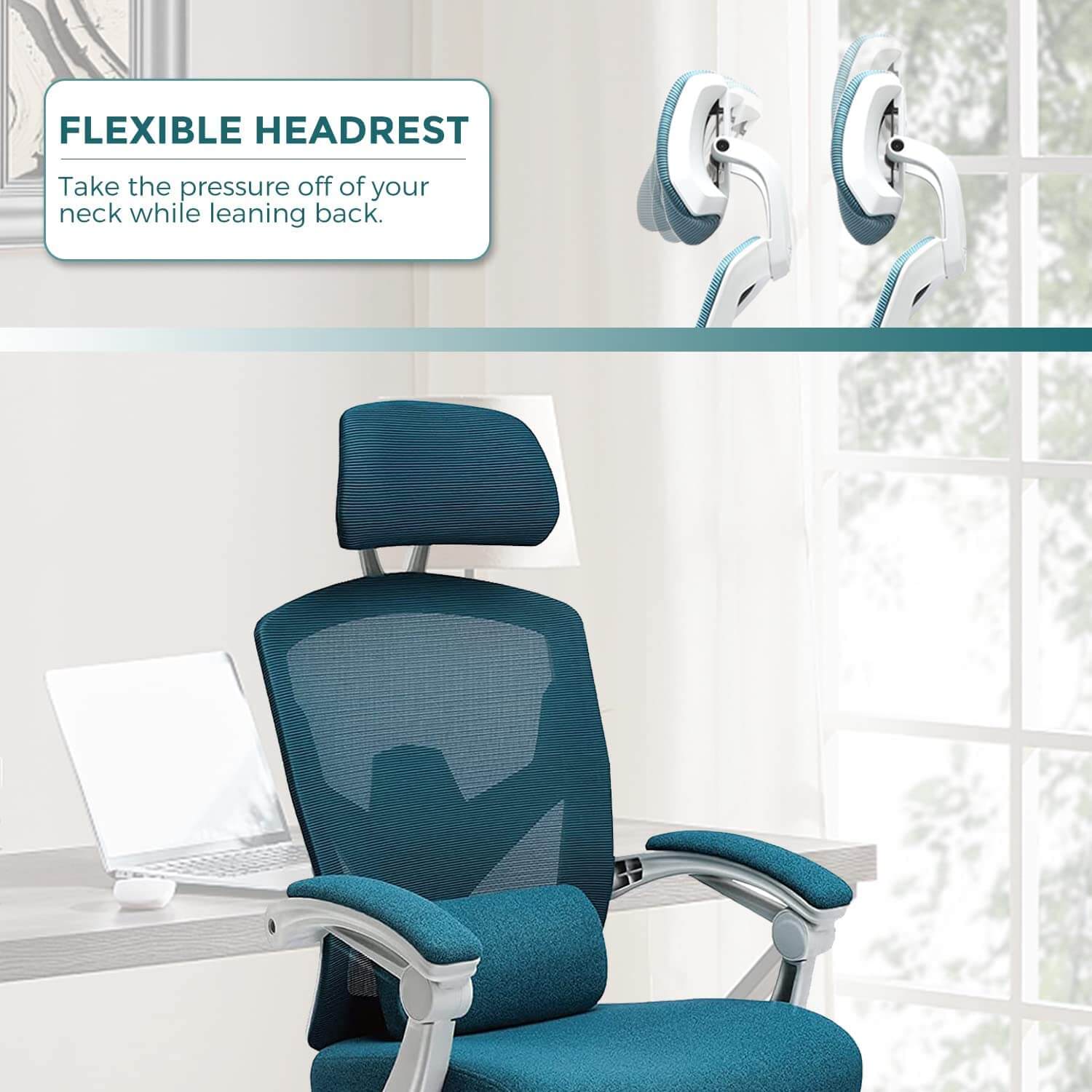 JOYFINITY Retractable Footrest Ergonomic Swivel Office Chair with Lumbar Support Pillow and Padded Armrests