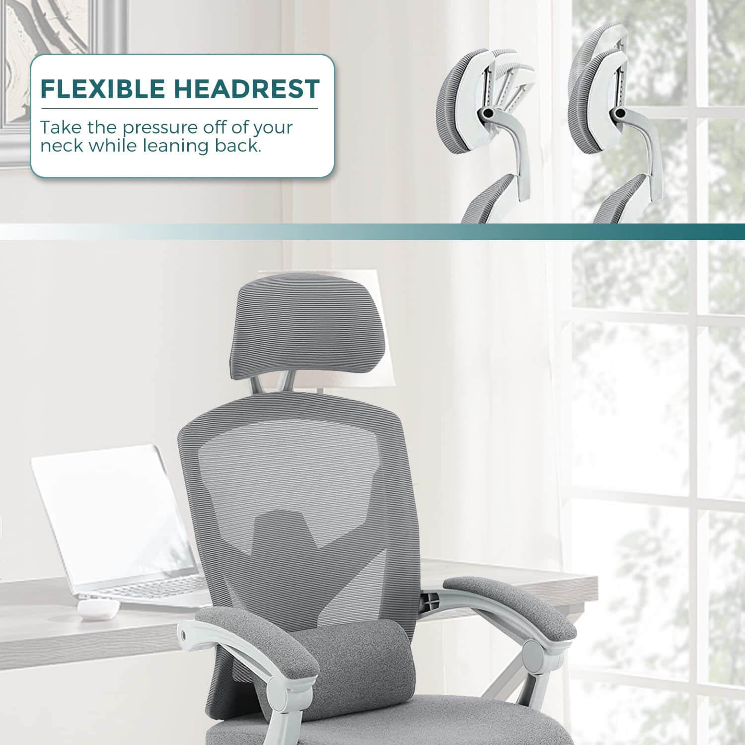 JOYFINITY Retractable Footrest Ergonomic Swivel Office Chair with Lumbar Support Pillow and Padded Armrests