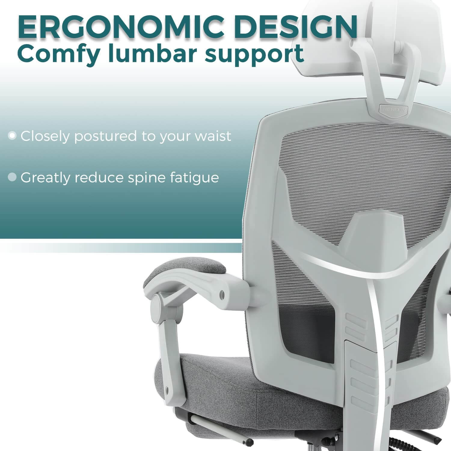 JOYFINITY Retractable Footrest Ergonomic Swivel Office Chair with Lumbar Support Pillow and Padded Armrests