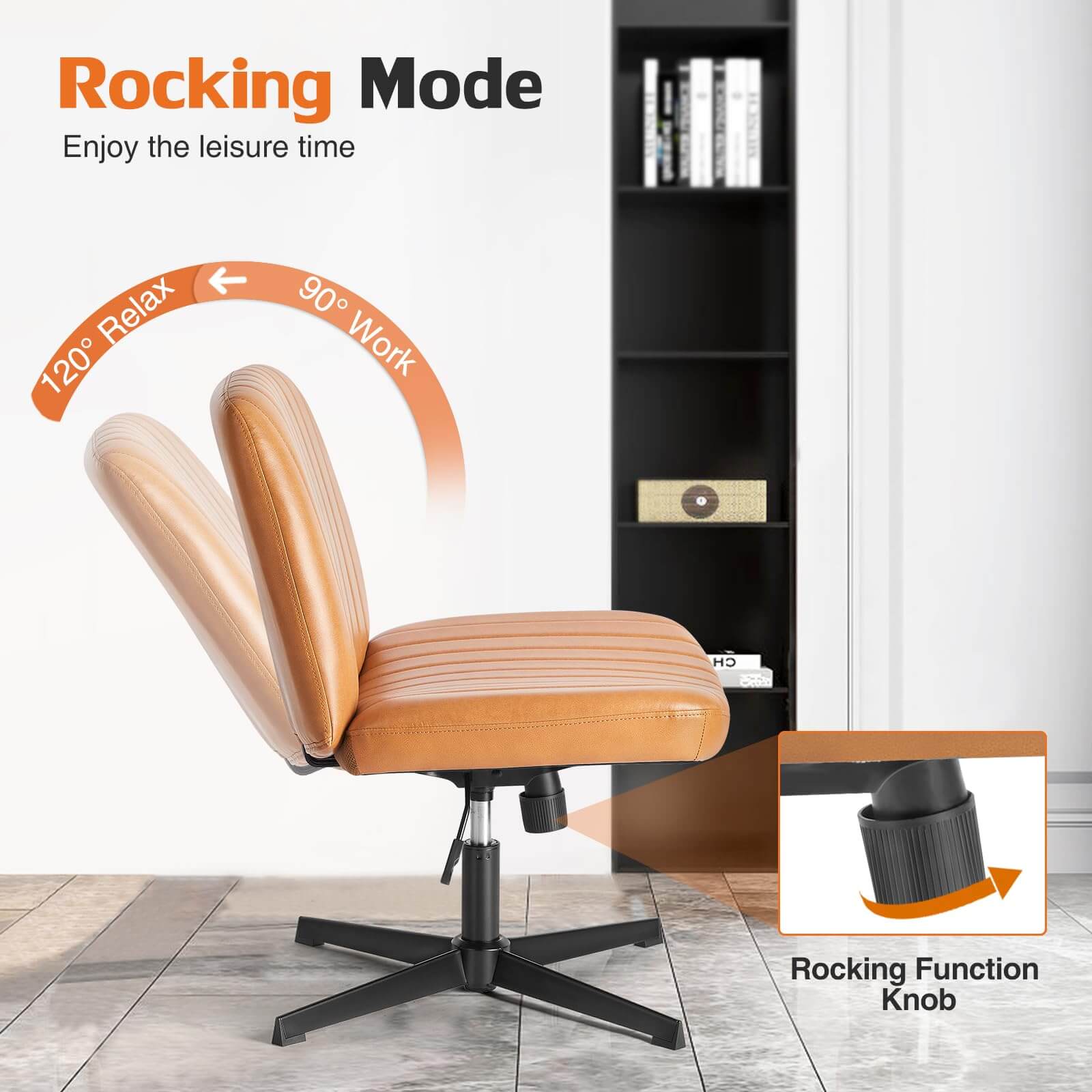 JOYFINITY Upgraded with Armrests Viral Criss Cross-Legged Chair With Wheels,Over Size Armless Swivel Home Office Chair