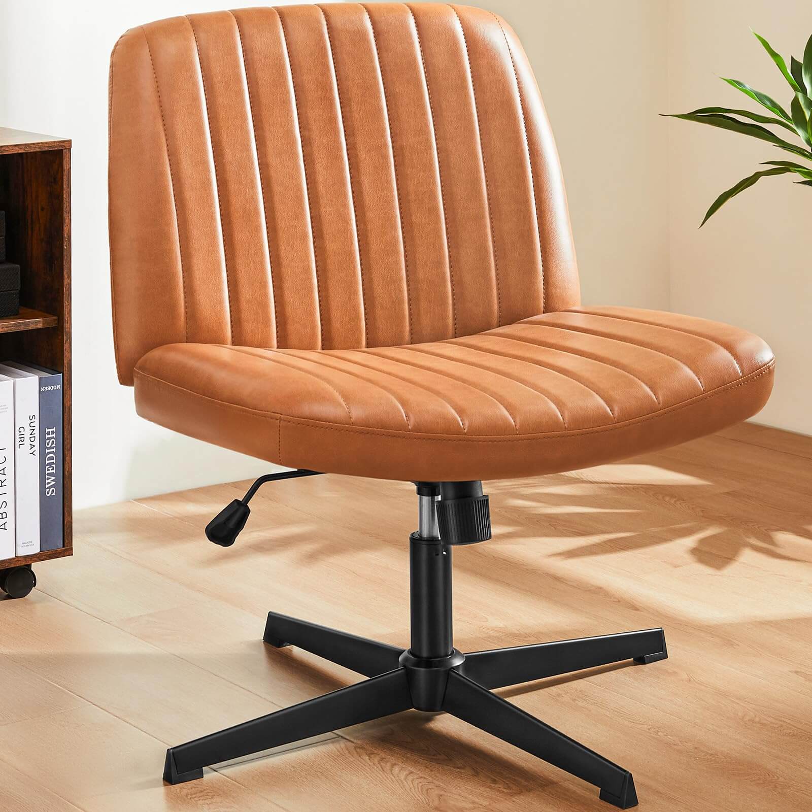 JOYFINITY Upgraded with Armrests Viral Criss Cross-Legged Chair With Wheels,Over Size Armless Swivel Home Office Chair