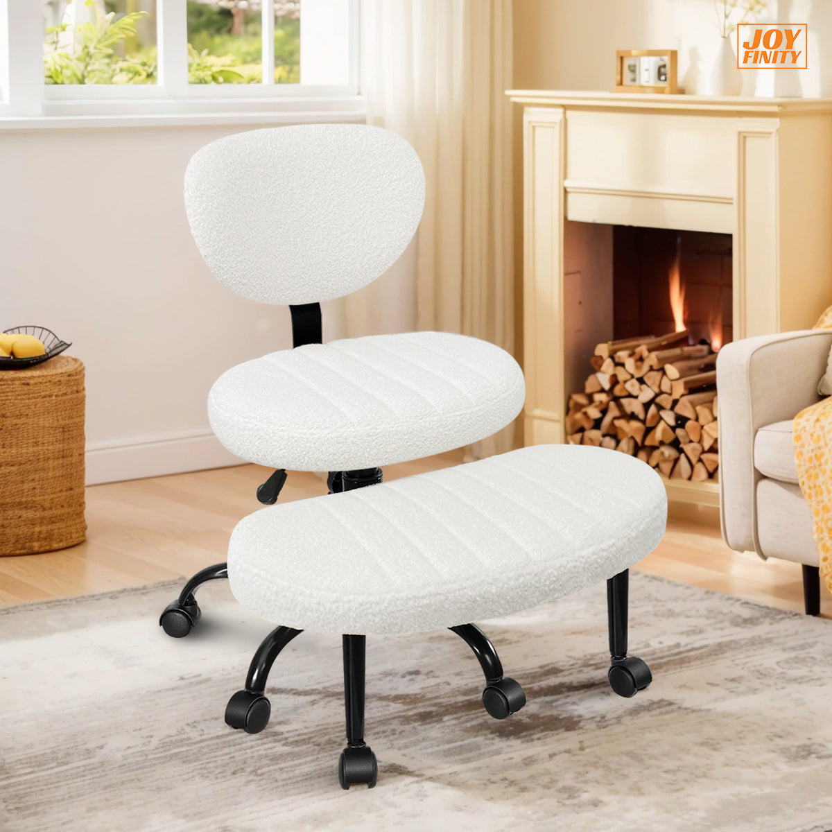 JOYFINITY Ergonomic Cross-Legged Office Chair with Wheels - Height-Adjustable for Meditation, ADHD-Friendly Desks & Yoga - Wide Crisscross Design with Lumbar Support, Kneeling Chair