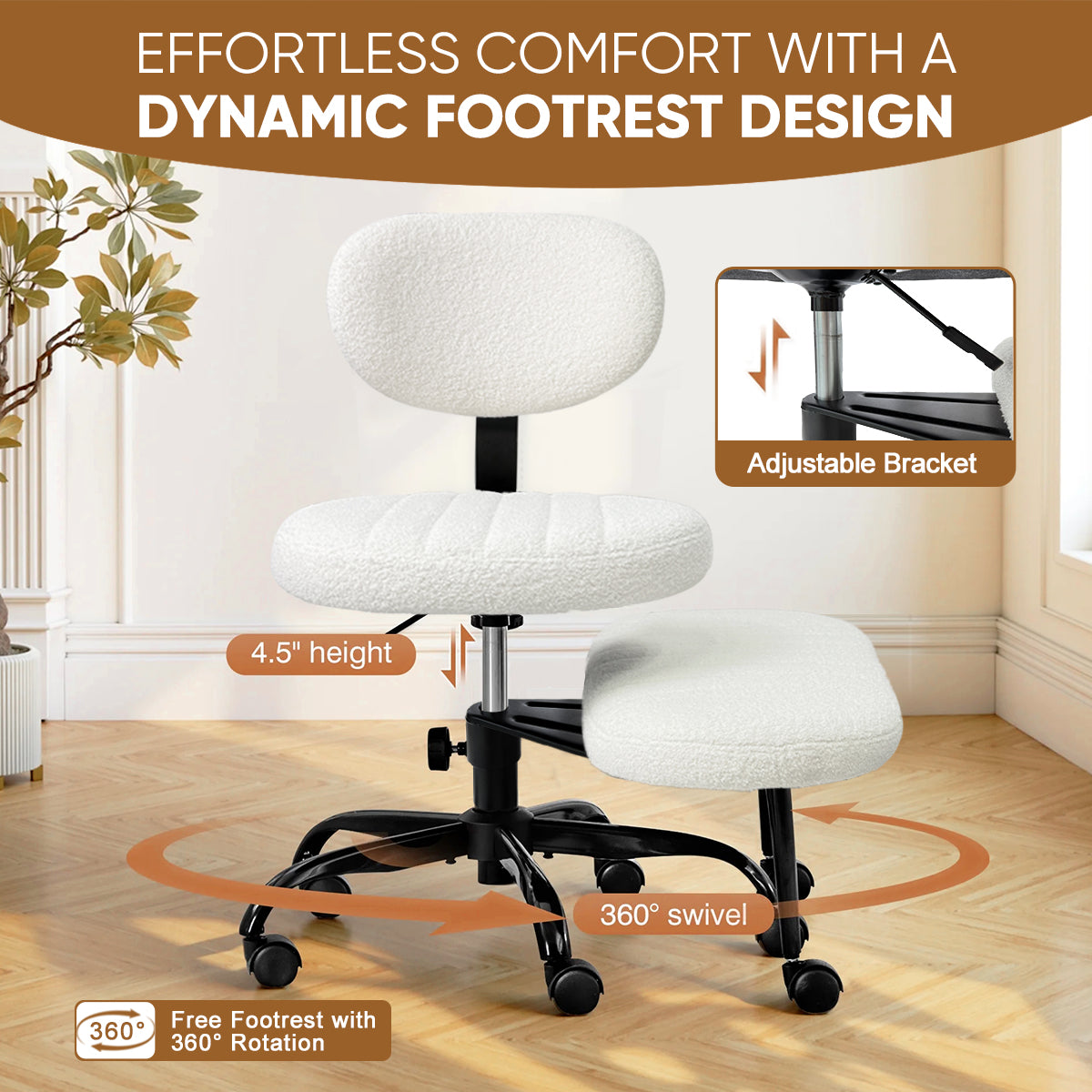 JOYFINITY Ergonomic Cross-Legged Office Chair with Wheels - Height-Adjustable for Meditation, ADHD-Friendly Desks & Yoga - Wide Crisscross Design with Lumbar Support, Kneeling Chair