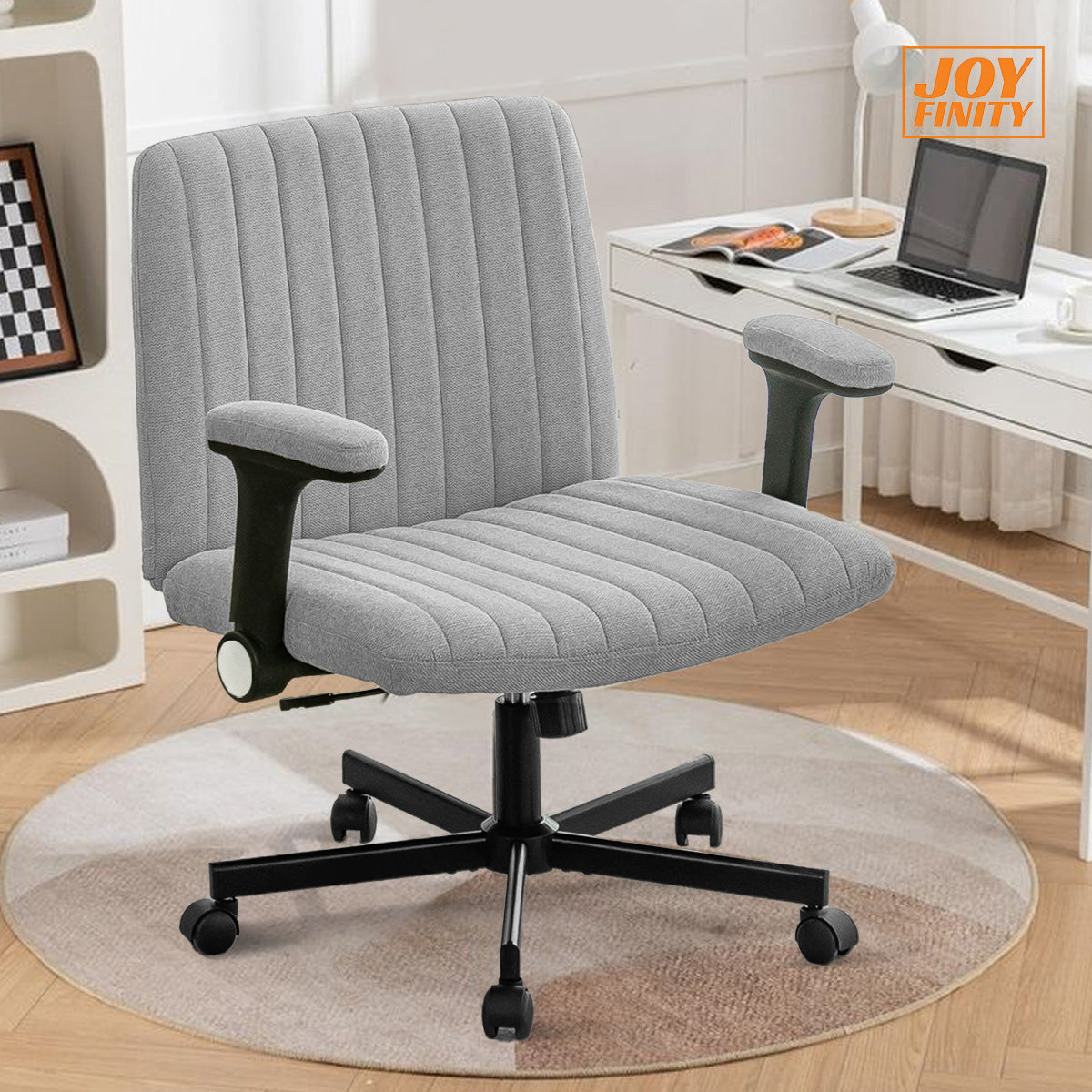 JOYFINITY Upgraded with Armrests Viral Criss Cross-Legged Chair With Wheels,Over Size Armless Swivel Home Office Chair
