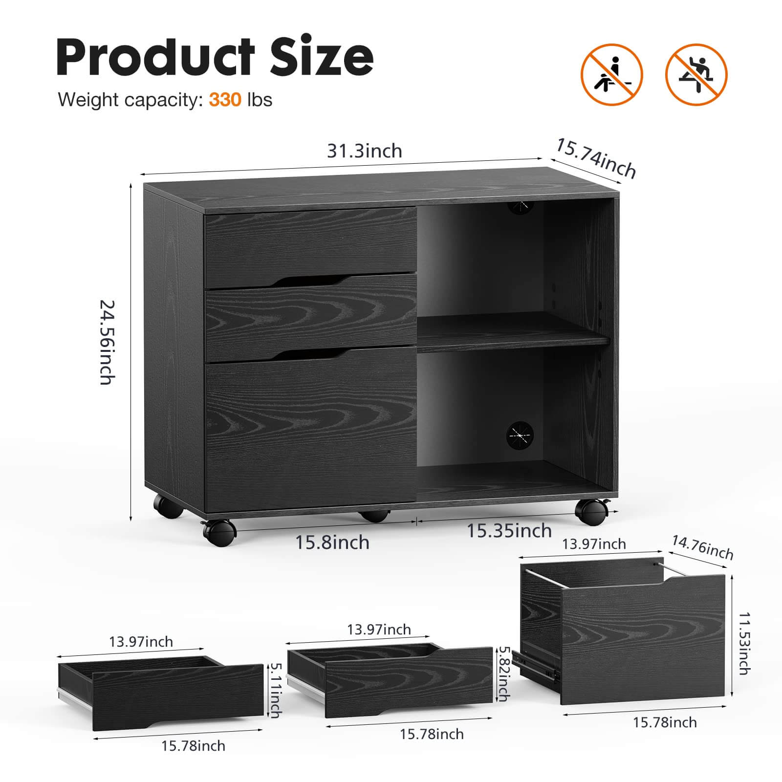 JOYFINITY Storage Cabinet Dressers with Wheels Mobile Organizer Drawer